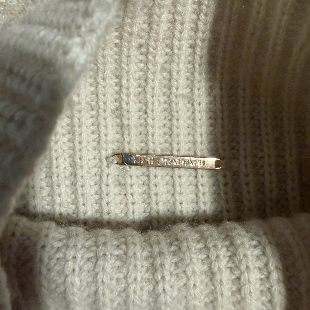 Tahari chunky knit wool-cashmere striped sweater - Picture 3 of 7